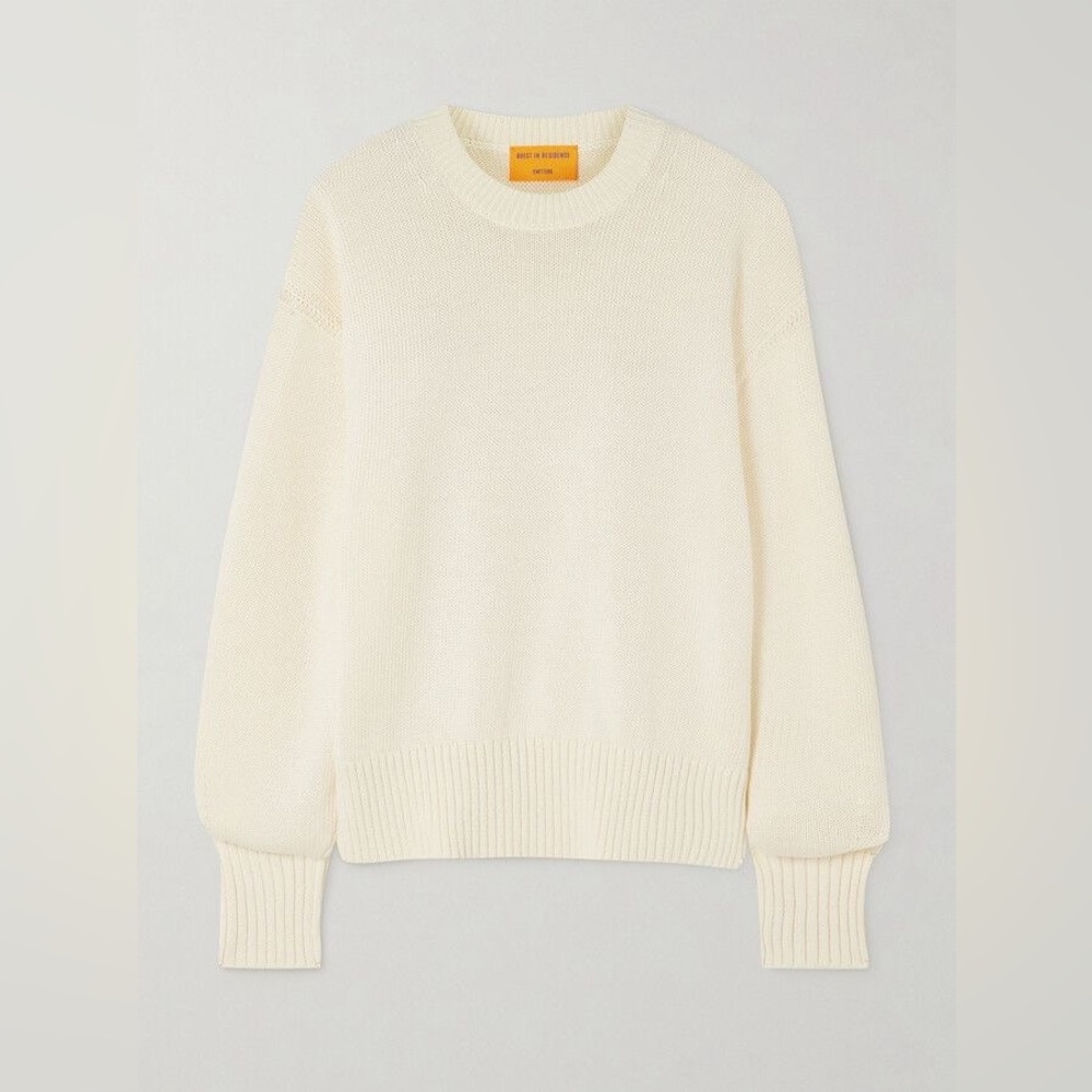 Guest In Residence  Breezy Cotton Sweater in cream size M - Picture 3 of 10